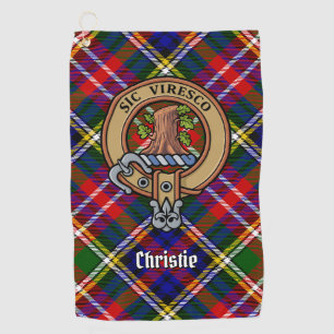 Clan Christie Crest over Tartan Golf Towel
