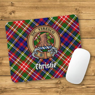 Clan Christie Crest over Tartan Mouse Pad