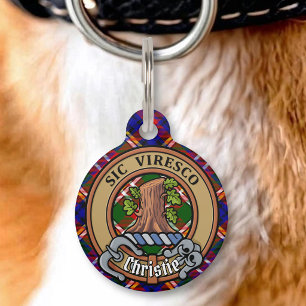 Clan Christie Crest over Tartan Pet Tag