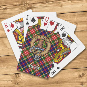 Clan Christie Crest over Tartan Playing Cards