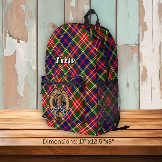 Clan Christie Crest over Tartan Printed Backpack (Creator Uploaded)