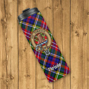 Clan Christie Crest over Tartan Thermal Tumbler