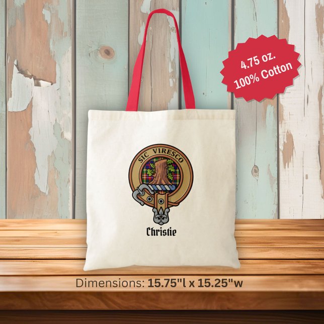 Clan Christie Crest over Tartan Tote Bag (Creator Uploaded)