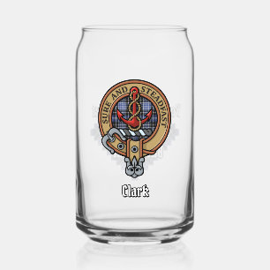 Clan Clark Crest over Tartan Can Glass