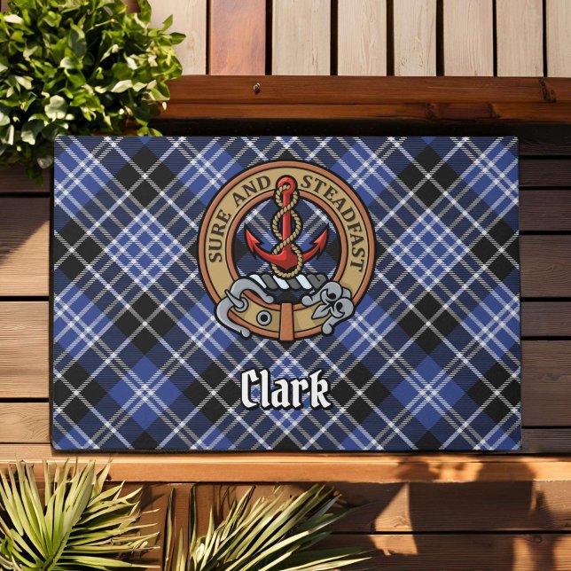 Clan Clark Crest over Tartan Doormat (Creator Uploaded)