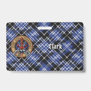 Clan Clark Crest over Tartan ID Badge