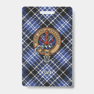 Clan Clark Crest over Tartan ID Badge