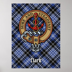 Clan Clark Crest over Tartan Poster
