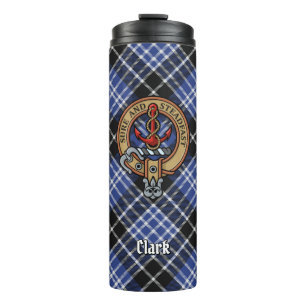 Clan Clark Crest over Tartan Thermal Tumbler