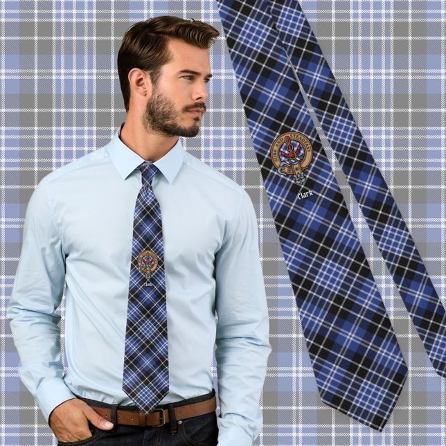 Clan Clark Crest over Tartan Tie (Creator Uploaded)