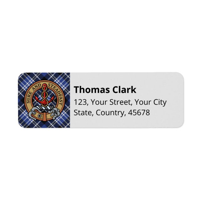 Clan Clark Tartan Return Address Label (Front)