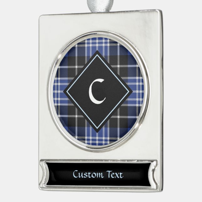 Clan Clark Tartan Silver Plated Banner Ornament (Left)