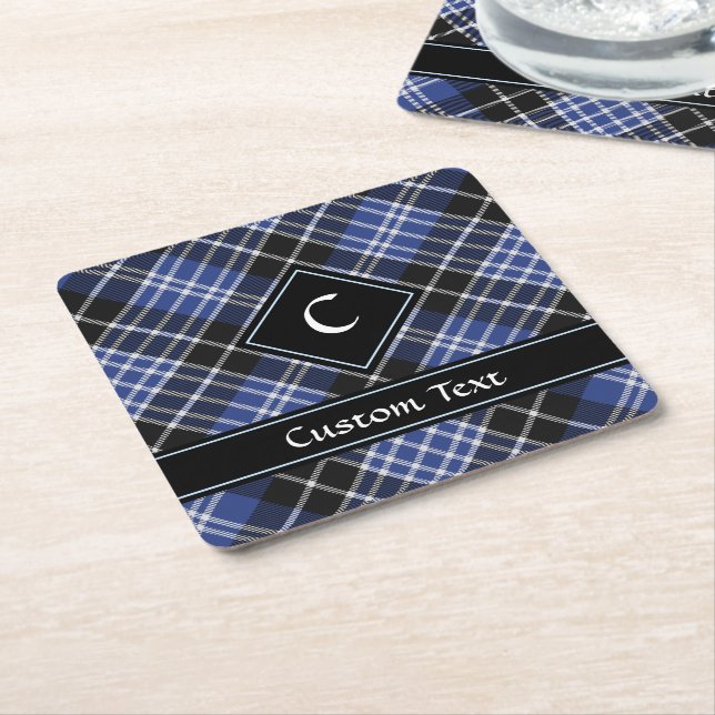 Clan Clark Tartan Square Paper Coaster (Angled)