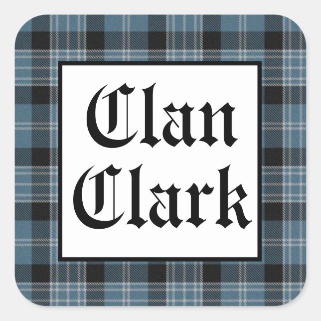 Clan Clark Tartan Square Sticker (Front)