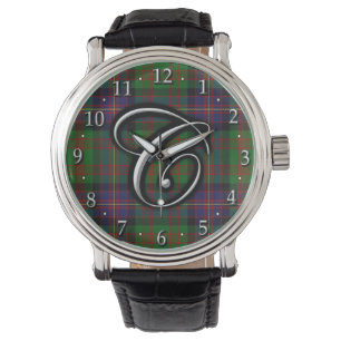 Clan Cochrane Cochran Letter C Monogram Tartan Watch
