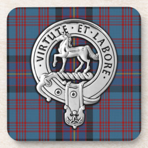 Clan Cochrane Crest & Azure Tartan Coaster
