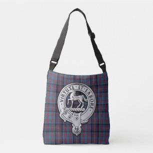 Clan Cochrane Crest & Azure Tartan Crossbody Bag