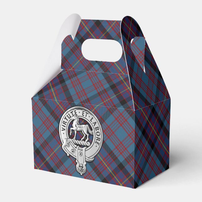 Clan Cochrane Crest & Azure Tartan Favour Box (Front Side)