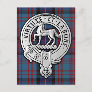 Clan Cochrane Crest & Azure Tartan Postcard