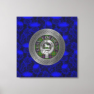 Clan Cochrane Crest & Tartan Knot Canvas Print