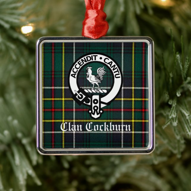 Clan Cockburn Crest Badge and Tartan  Metal Ornament (Tree)