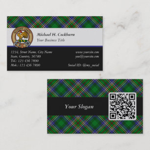 Clan Cockburn Crest over Tartan Business Card