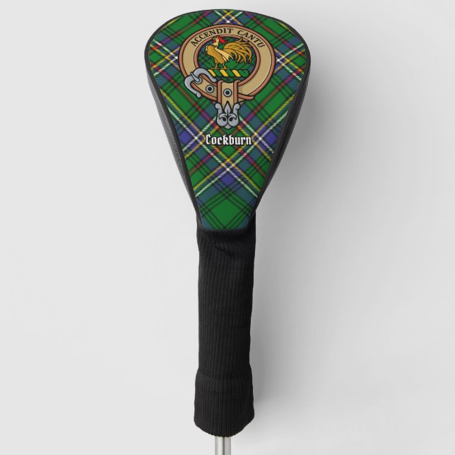Clan Cockburn Crest over Tartan Golf Head Cover (Front)