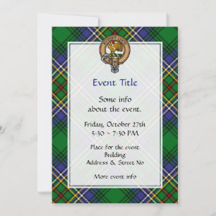 Clan Cockburn Crest over Tartan Invitation