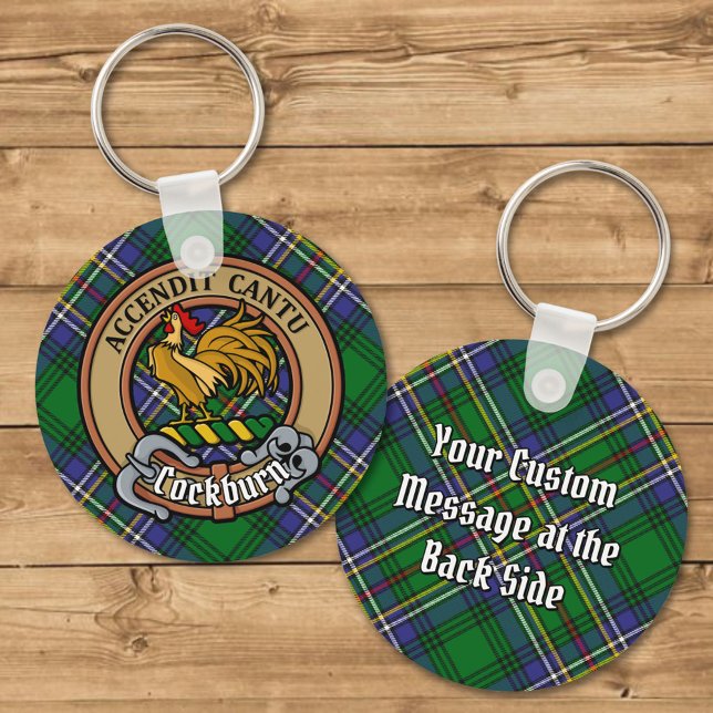 Clan Cockburn Crest over Tartan Key Ring (Creator Uploaded)