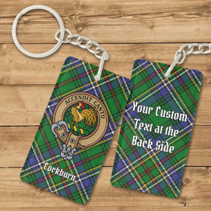 Clan Cockburn Crest over Tartan Key Ring
