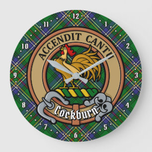 Clan Cockburn Crest over Tartan Large Clock