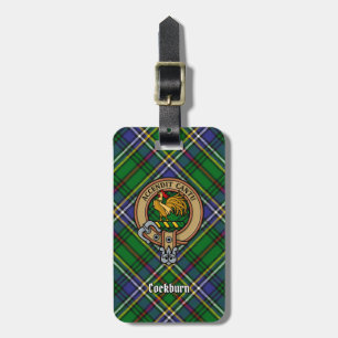 Clan Cockburn Crest over Tartan Luggage Tag