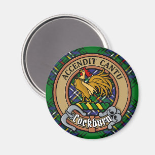 Clan Cockburn Crest over Tartan Magnet