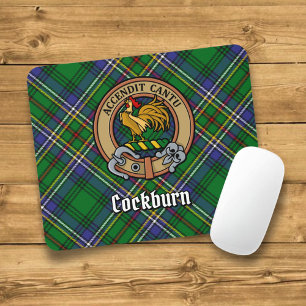 Clan Cockburn Crest over Tartan Mouse Pad
