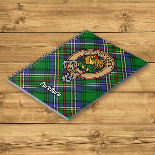 Clan Cockburn Crest over Tartan Notebook (Creator Uploaded)