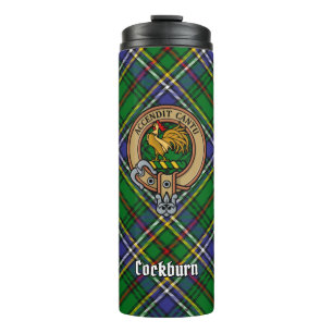 Clan Cockburn Crest over Tartan Thermal Tumbler