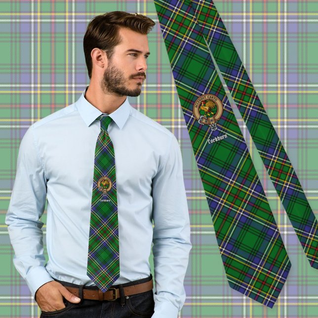 Clan Cockburn Crest over Tartan Tie (Creator Uploaded)