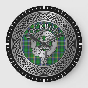 Clan Cockburn Crest & Tartan Knot Large Clock