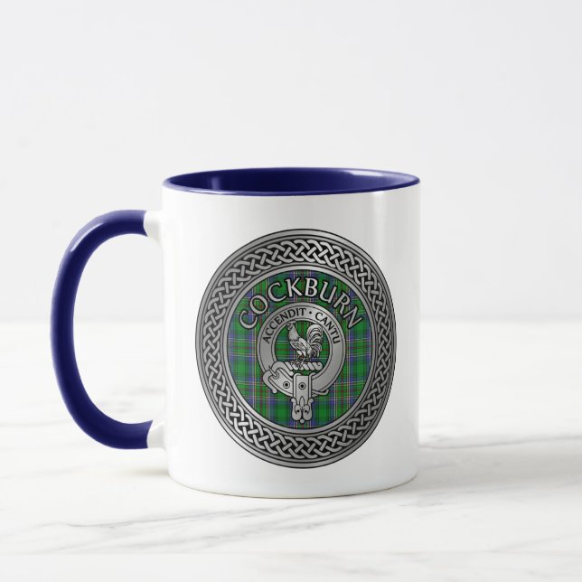 Clan Cockburn Crest & Tartan Knot Mug (Left)
