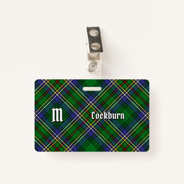 Clan Cockburn Tartan ID Badge (Front with Clip)