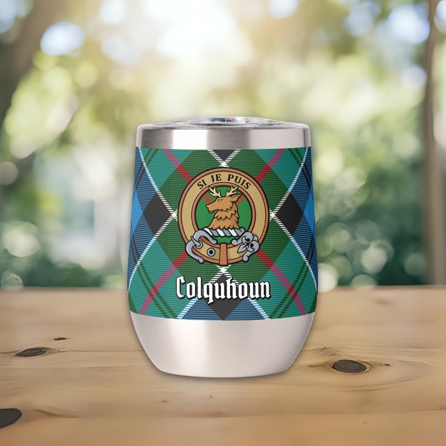 Clan Colquhoun Crest over Tartan (Creator Uploaded)