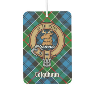 Clan Colquhoun Crest over Tartan Car Air Freshener