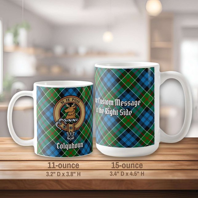 Clan Colquhoun Crest over Tartan Coffee Mug (Creator Uploaded)