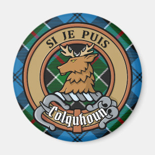 Clan Colquhoun Crest over Tartan Magnet