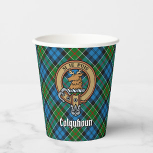 Clan Colquhoun Crest over Tartan Paper Cups