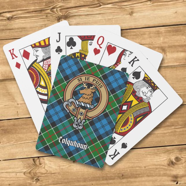 Clan Colquhoun Crest over Tartan Playing Cards (Creator Uploaded)