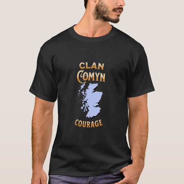 Clan Comyn Scottish Motto Crest T-Shirt (Front)