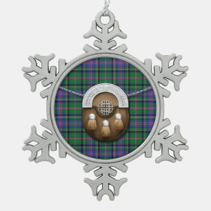 Clan Cooper Tartan And Sporran Snowflake Pewter Christmas Ornament