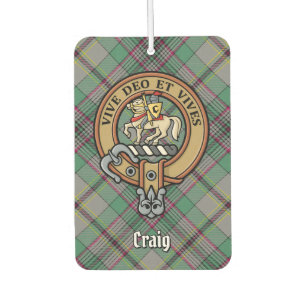 Clan Craig Crest over Tartan Car Air Freshener
