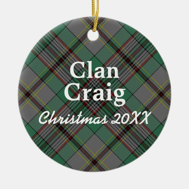 Clan Craig Scottish Tartan Ceramic Ornament (Front)